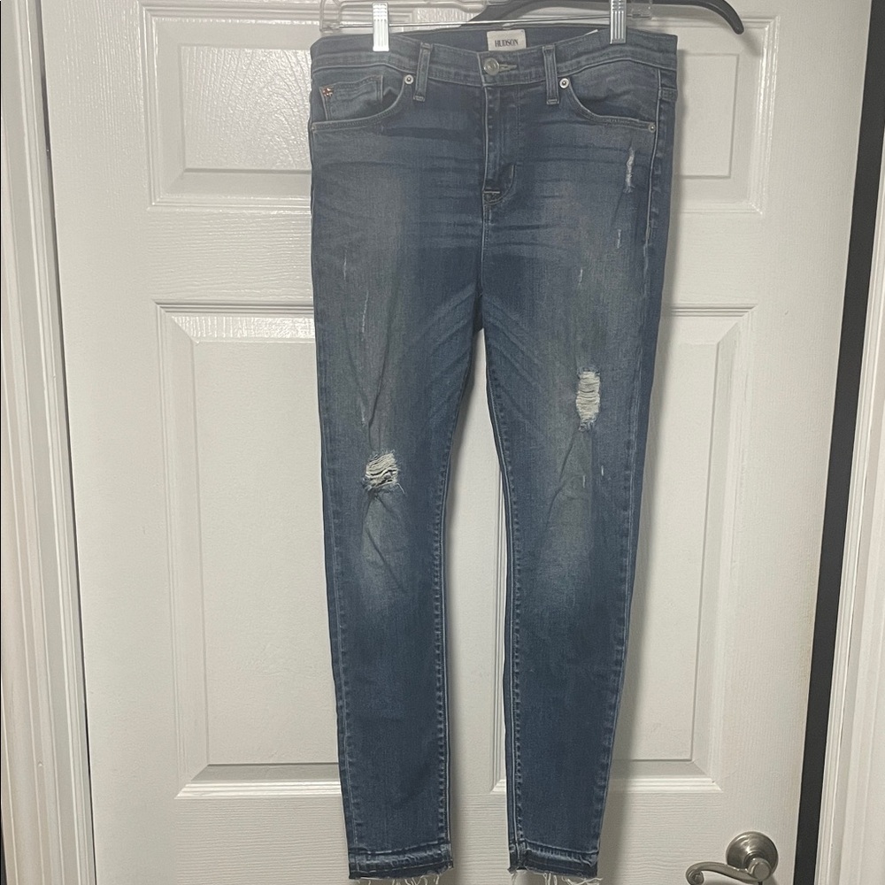 Hudson Dark Blue Distressed Skinny Jeans